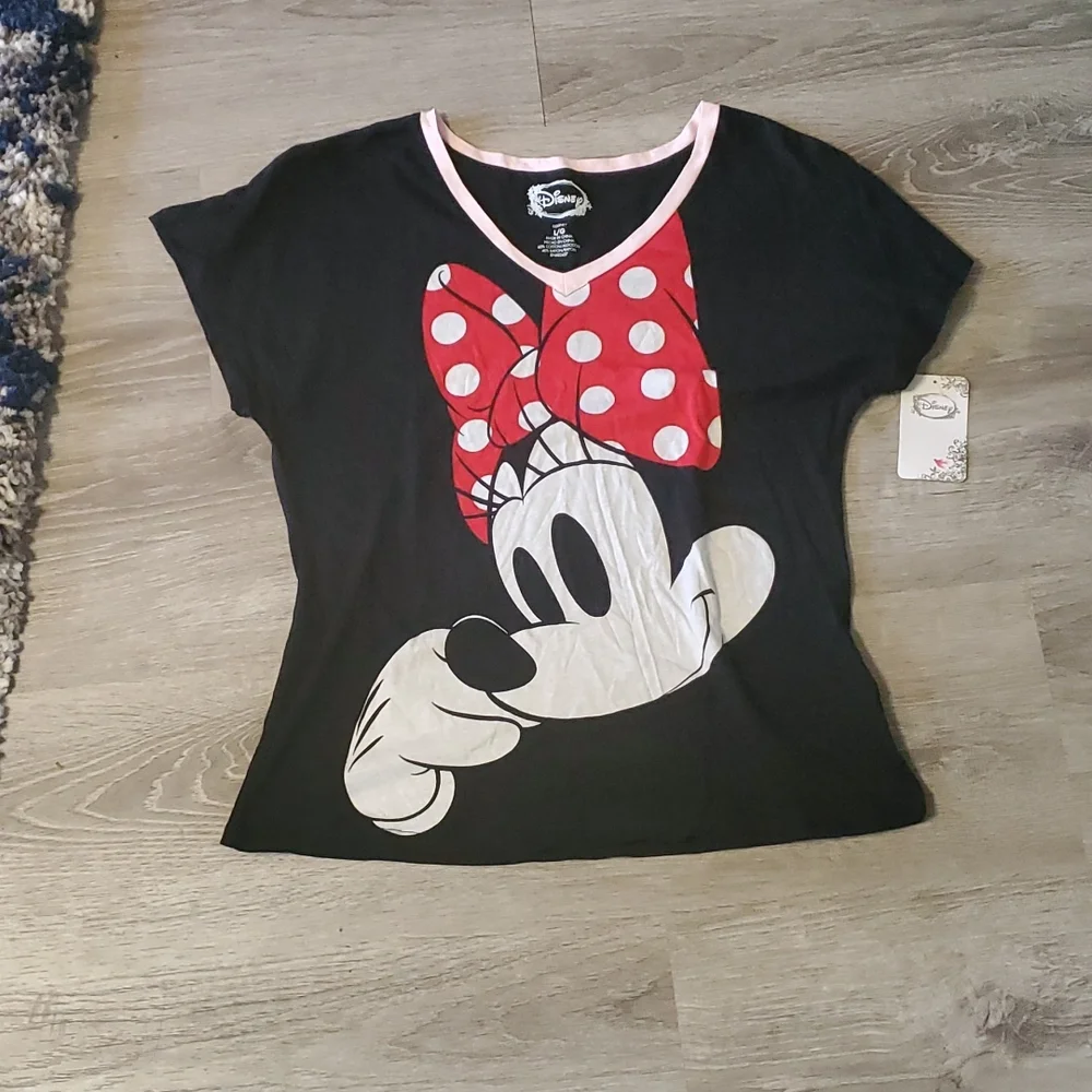 Disney Minnie Mouse V-Neck Tee L - Picture 1 of 4